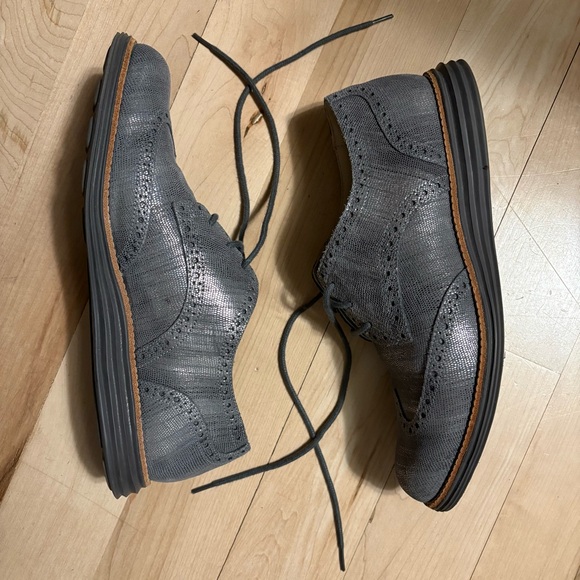 Cole Haan Lunargrand Silver Wingtip Oxfords - Picture 2 of 8